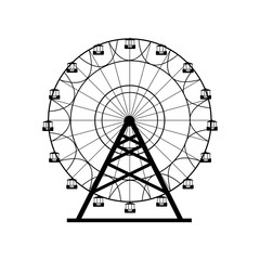 Ferris wheel silhouette, circle. Carnival. Funfair background.Carousel, motion. Vector illustration.