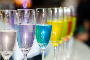 Colorful of syrup in glasses.