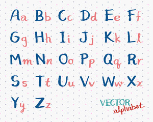 Kid Handwritten Alphabet Vector. English Font Capital and Small Letters Illustration.