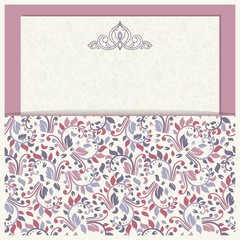 Vintage invitation card with colorful floral ornaments
