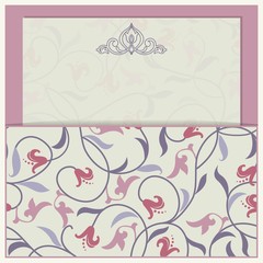 Vintage invitation card with colorful floral ornaments