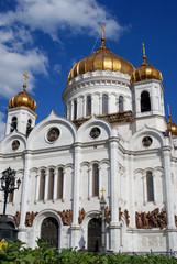 Christ the Redeemer cathedral in Moscow. Popular landmark. Color photo.