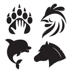 Animal icons or logos.