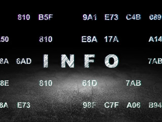Data concept: Info in grunge dark room