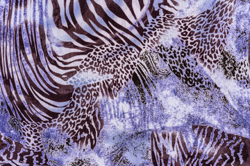 texture of print fabric stripes leopard  and zebra