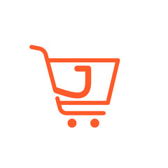 J letter logo with Shopping cart icon.