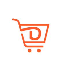 D letter logo with Shopping cart icon.