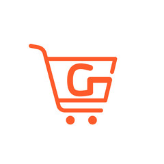 G letter logo with Shopping cart icon.