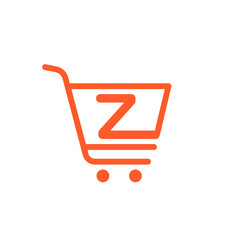 Z letter logo with Shopping cart icon.