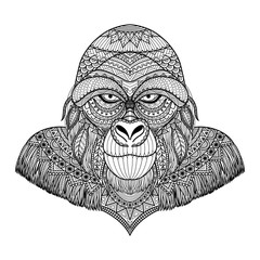 Clean lines doodle design of Gorilla