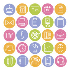 Set of linear icons of office supplies. Thin icons  for web, print, mobile applications design