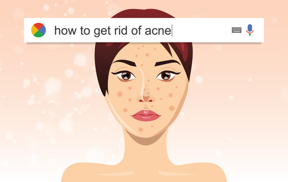 Searching The Web For Information About Acne Treatment Vector