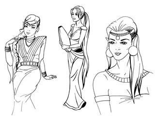 Vector illustration of a forest elf girl