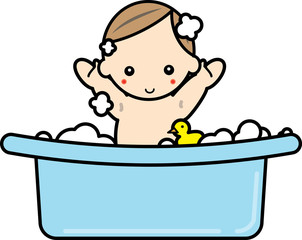 お風呂に入る赤ちゃん