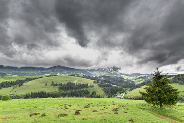 Storm clouds over the mountains.