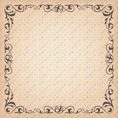 Decorative square frame and background, corner, vignette.