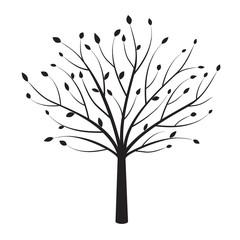 Shape of black Tree and Leafs. Vector Illustration.