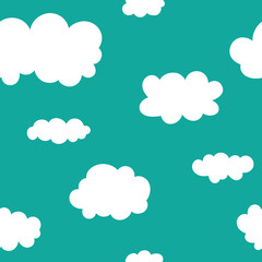 Fototapeta premium Seamless pattern. Funny clouds on blue sky. vector illustration.