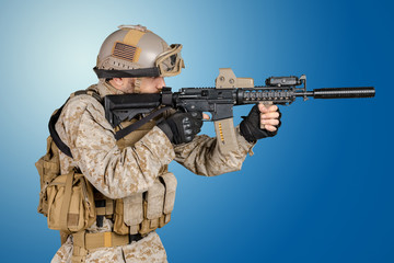 Modern soldier with rifle