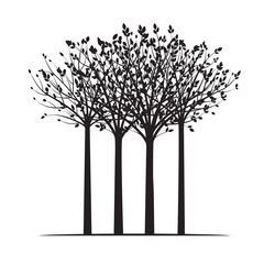 Group of Black Trees. Vector Illustration.
