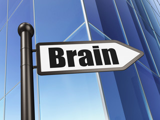 Health concept: sign Brain on Building background