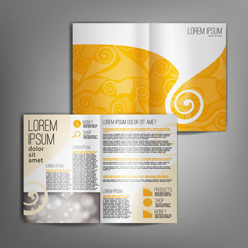 Vector Yellow Brochure Template Design With Spiral Elements.