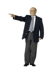 pointing old businessman