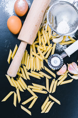 dry pasta spaghetti with ingredient