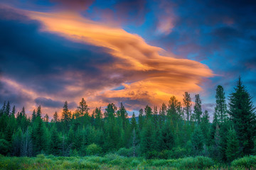 Beautiful mountain landscape at cloudy summer day
