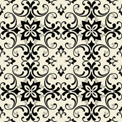 seamless damask wallpaper in black and beige.