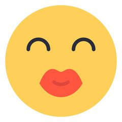Kissing Face - Flat Emoticon design | Emojilicious