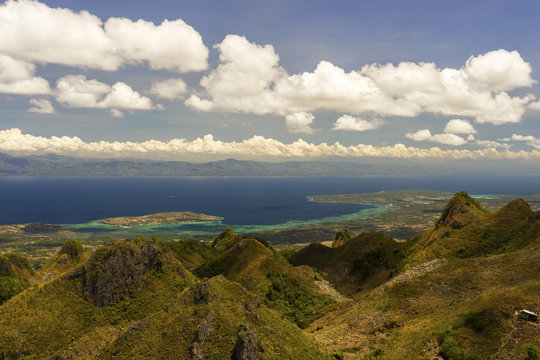 View from mountains to the tropical sea