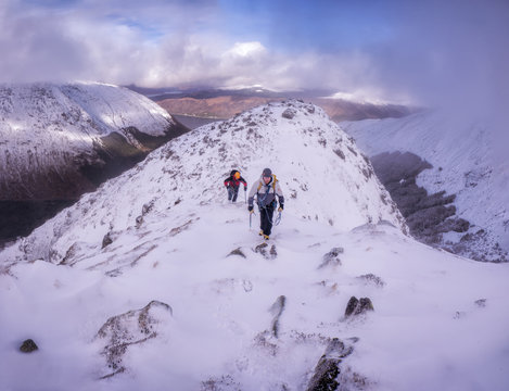 Scotland, Glencoe, Beinn a'Bheithir,  mountaineering in winter