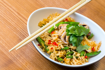 Asian riсe with seafood and vegetables