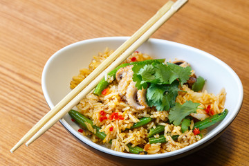 Asian riсe with seafood and vegetables