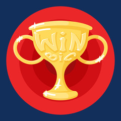 Win Cup Symbol Icon Concept on Stylish Background Cartoon Design Vector Illustration