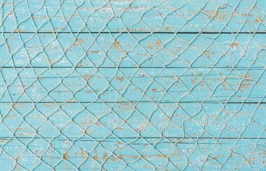 Küchenrückwand glas motiv Hintergrund Textur Fischernetz Maritim Türkis Blau  © vulcanus