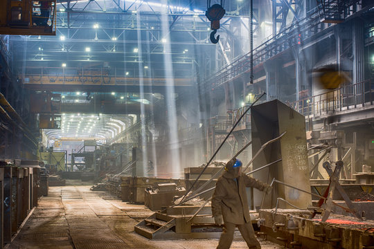 Novokuznetsk, Russia - MAY 25, 2016: Casting ferroalloy factory
