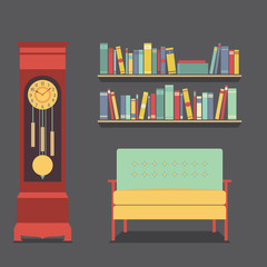 Living Room Interior Design Vector Illustration.