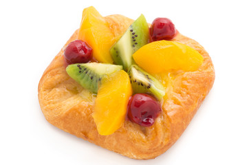 fruit on bread on isolated white background
