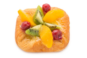 fruit on bread on isolated white background
