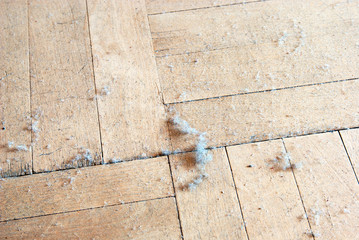 Home dust on the old wooden floor