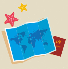 Weltreise - Karte und Pass Vektor