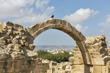 Ruins of Saranta Colones Castle in Paphos, Cyprus.