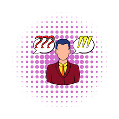 Businessman and clouds with marks icon