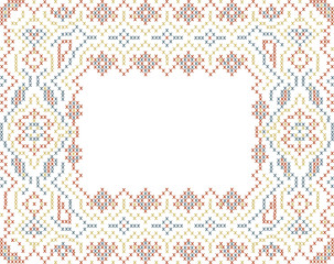 Cross-stitched ethnic style frame