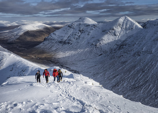 Scotland, Glencoe, Buachaille Etive Beag, Stob Dubh, mountaineering in winter