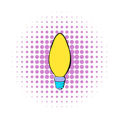 Lamp oval shape icon, comics style