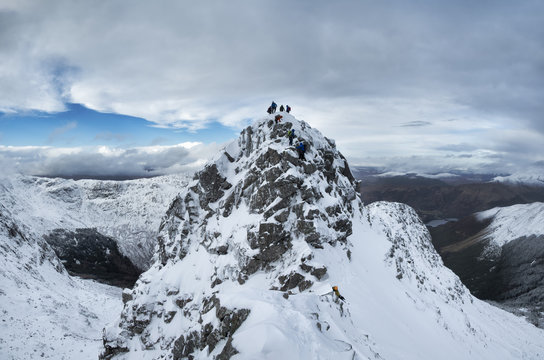 Scotland, Glencoe, Beinn a'Bheithir,  mountaineering in winter