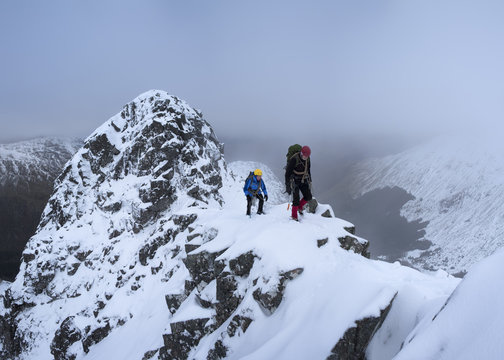 Scotland, Glencoe, Beinn a'Bheithir,  mountaineering in winter